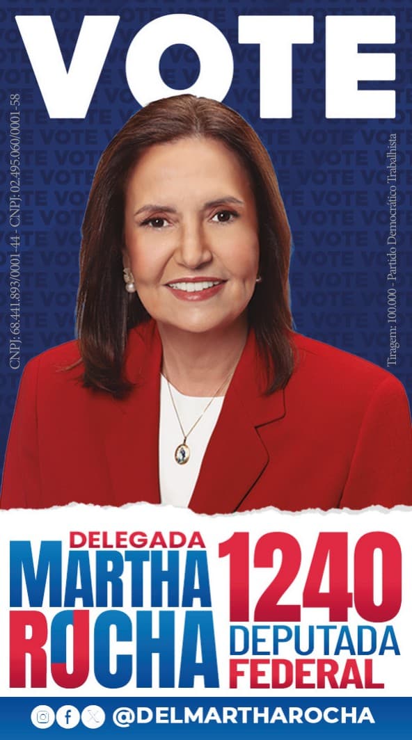 Frente da colinha: Delegada Martha Rocha, Deputada Federal 1240.